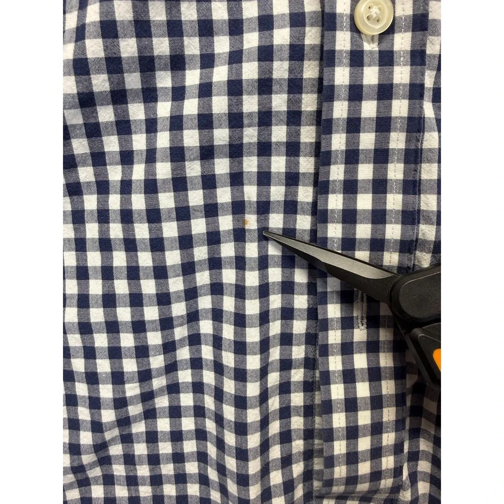 Banana Republic Soft‎ Wash Slim Fit Shirt Mens L Blue White Gingham Button Down